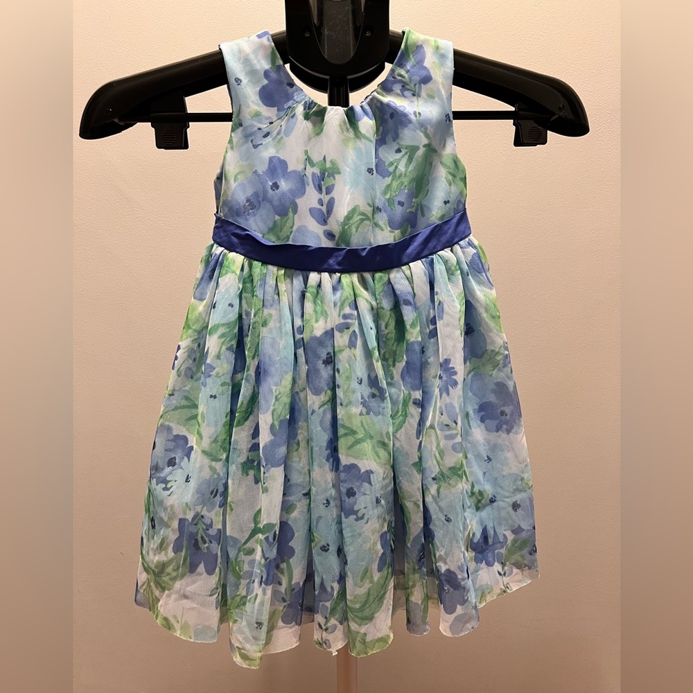 Floral Blue & Green Kids Dress - Gymboree